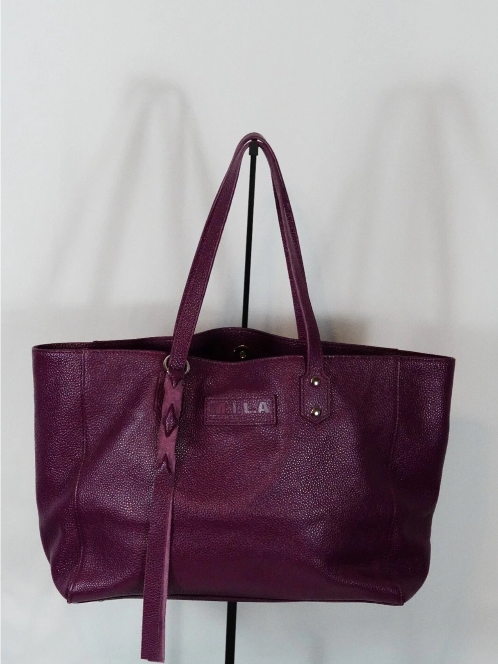 Berry Purple Leather Tote Bag by